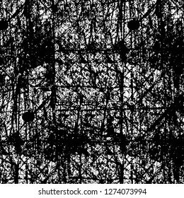 Vector grunge overlay texture. Black and white background. Abstract monochrome image includes a faded effect in dark tones