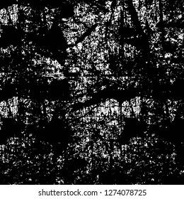 Vector grunge overlay texture. Black and white background. Abstract monochrome image includes a faded effect in dark tones