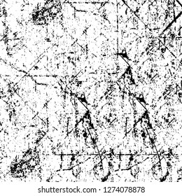 Vector grunge overlay texture. Black and white background. Abstract monochrome image includes a faded effect in dark tones
