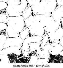 Vector grunge overlay texture. Black and white background. Abstract monochrome image includes a faded effect in dark tones