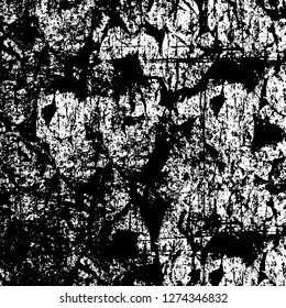Vector grunge overlay texture. Black and white background. Abstract monochrome image includes a faded effect in dark tones