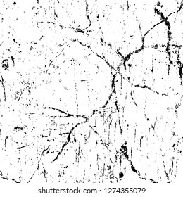 Vector grunge overlay texture. Black and white background. Abstract monochrome image includes a faded effect in dark tones