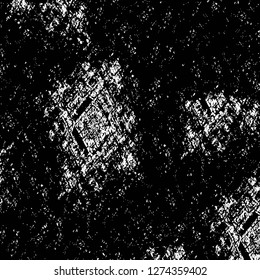 Vector grunge overlay texture. Black and white background. Abstract monochrome image includes a faded effect in dark tones