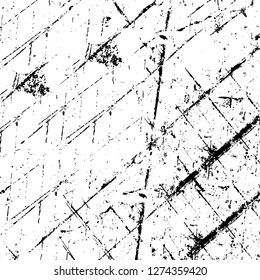 Vector grunge overlay texture. Black and white background. Abstract monochrome image includes a faded effect in dark tones