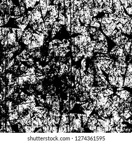 Vector grunge overlay texture. Black and white background. Abstract monochrome image includes a faded effect in dark tones