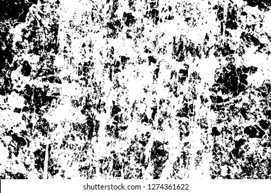 Vector grunge overlay texture. Black and white background. Abstract monochrome image includes a faded effect in dark tones