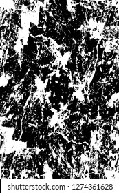 Vector grunge overlay texture. Black and white background. Abstract monochrome image includes a faded effect in dark tones