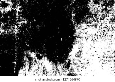 Vector grunge overlay texture. Black and white background. Abstract monochrome image includes a faded effect in dark tones