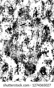Vector grunge overlay texture. Black and white background. Abstract monochrome image includes a faded effect in dark tones