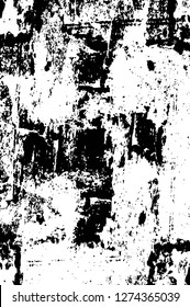 Vector grunge overlay texture. Black and white background. Abstract monochrome image includes a faded effect in dark tones