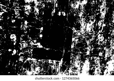Vector grunge overlay texture. Black and white background. Abstract monochrome image includes a faded effect in dark tones