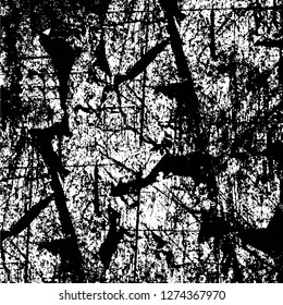 Vector grunge overlay texture. Black and white background. Abstract monochrome image includes a faded effect in dark tones