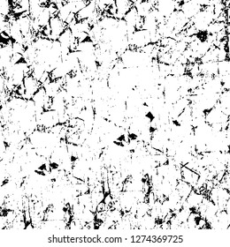 Vector grunge overlay texture. Black and white background. Abstract monochrome image includes a faded effect in dark tones