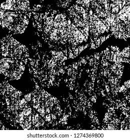 Vector grunge overlay texture. Black and white background. Abstract monochrome image includes a faded effect in dark tones