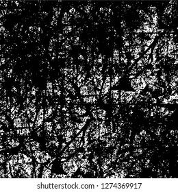 Vector grunge overlay texture. Black and white background. Abstract monochrome image includes a faded effect in dark tones