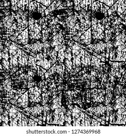 Vector grunge overlay texture. Black and white background. Abstract monochrome image includes a faded effect in dark tones