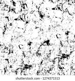 Vector grunge overlay texture. Black and white background. Abstract monochrome image includes a faded effect in dark tones