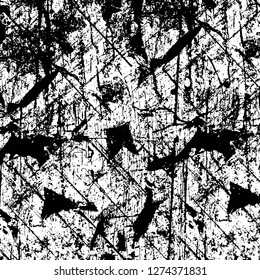 Vector grunge overlay texture. Black and white background. Abstract monochrome image includes a faded effect in dark tones