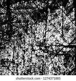 Vector grunge overlay texture. Black and white background. Abstract monochrome image includes a faded effect in dark tones