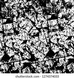 Vector grunge overlay texture. Black and white background. Abstract monochrome image includes a faded effect in dark tones