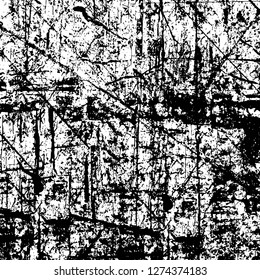 Vector grunge overlay texture. Black and white background. Abstract monochrome image includes a faded effect in dark tones