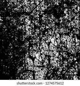 Vector grunge overlay texture. Black and white background. Abstract monochrome image includes a faded effect in dark tones