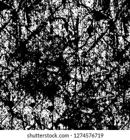 Vector grunge overlay texture. Black and white background. Abstract monochrome image includes a faded effect in dark tones