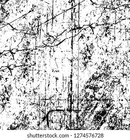 Vector grunge overlay texture. Black and white background. Abstract monochrome image includes a faded effect in dark tones