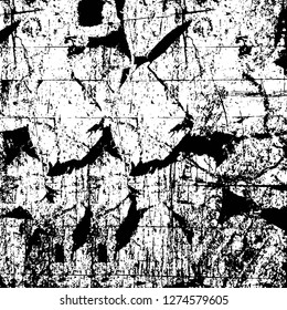 Vector grunge overlay texture. Black and white background. Abstract monochrome image includes a faded effect in dark tones