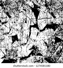 Vector grunge overlay texture. Black and white background. Abstract monochrome image includes a faded effect in dark tones