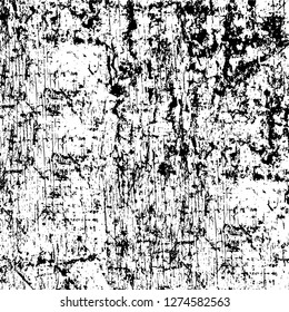 Vector grunge overlay texture. Black and white background. Abstract monochrome image includes a faded effect in dark tones