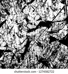 Vector grunge overlay texture. Black and white background. Abstract monochrome image includes a faded effect in dark tones