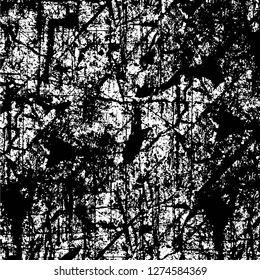 Vector grunge overlay texture. Black and white background. Abstract monochrome image includes a faded effect in dark tones