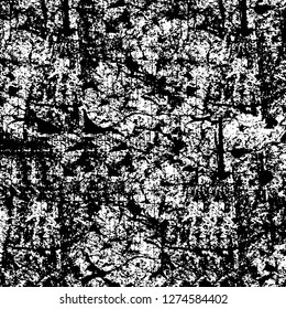 Vector grunge overlay texture. Black and white background. Abstract monochrome image includes a faded effect in dark tones