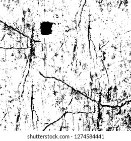 Vector grunge overlay texture. Black and white background. Abstract monochrome image includes a faded effect in dark tones