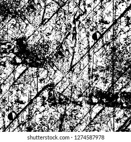 Vector grunge overlay texture. Black and white background. Abstract monochrome image includes a faded effect in dark tones