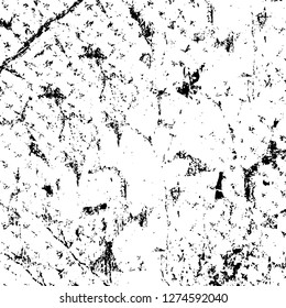 Vector grunge overlay texture. Black and white background. Abstract monochrome image includes a faded effect in dark tones
