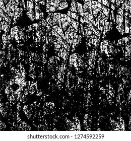 Vector grunge overlay texture. Black and white background. Abstract monochrome image includes a faded effect in dark tones