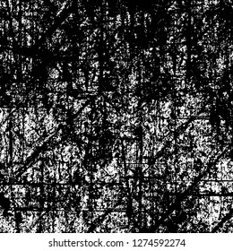 Vector grunge overlay texture. Black and white background. Abstract monochrome image includes a faded effect in dark tones