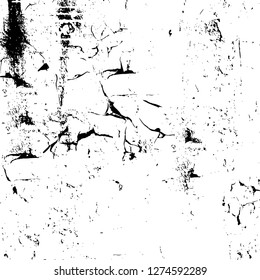 Vector grunge overlay texture. Black and white background. Abstract monochrome image includes a faded effect in dark tones