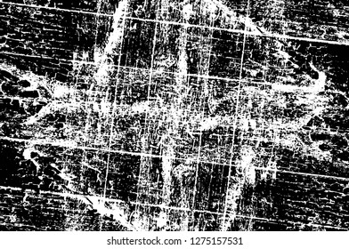 Vector grunge overlay texture. Black and white background. Abstract monochrome image includes a faded effect in dark tones