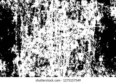 Vector grunge overlay texture. Black and white background. Abstract monochrome image includes a faded effect in dark tones
