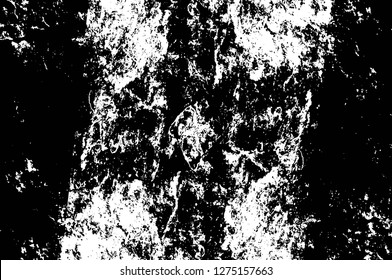 Vector grunge overlay texture. Black and white background. Abstract monochrome image includes a faded effect in dark tones
