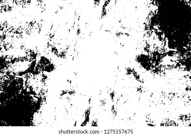 Vector grunge overlay texture. Black and white background. Abstract monochrome image includes a faded effect in dark tones
