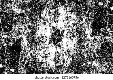 Vector grunge overlay texture. Black and white background. Abstract monochrome image includes a faded effect in dark tones