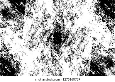 Vector grunge overlay texture. Black and white background. Abstract monochrome image includes a faded effect in dark tones