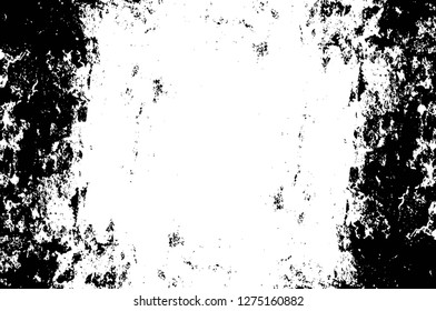 Vector grunge overlay texture. Black and white background. Abstract monochrome image includes a faded effect in dark tones