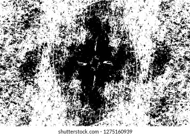 Vector grunge overlay texture. Black and white background. Abstract monochrome image includes a faded effect in dark tones