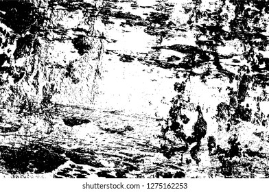 Vector grunge overlay texture. Black and white background. Abstract monochrome image includes a faded effect in dark tones