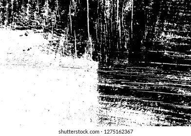 Vector grunge overlay texture. Black and white background. Abstract monochrome image includes a faded effect in dark tones